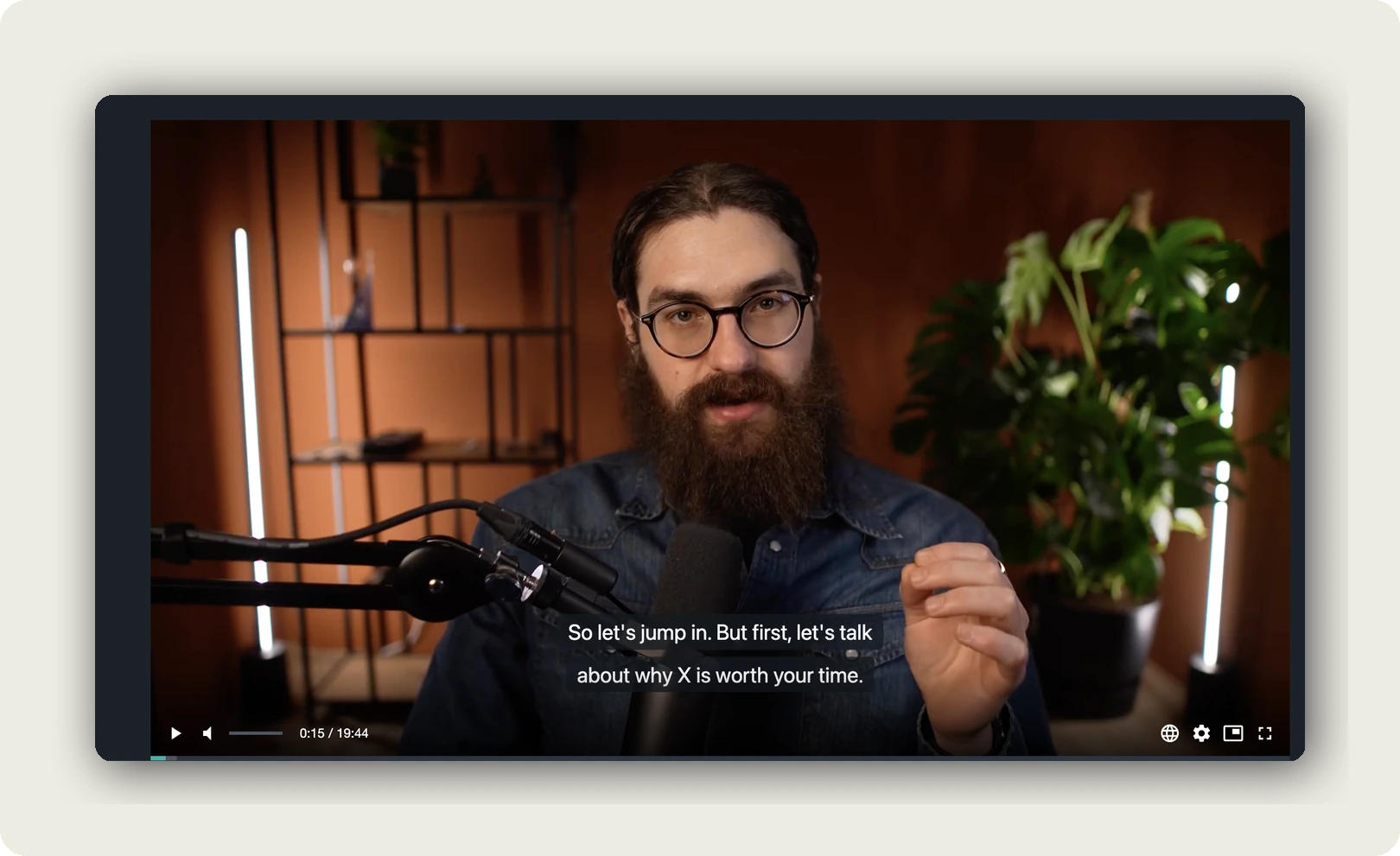 automatically enable subtitles shared videos. Video playing with English subtitles visible after opening the shared link