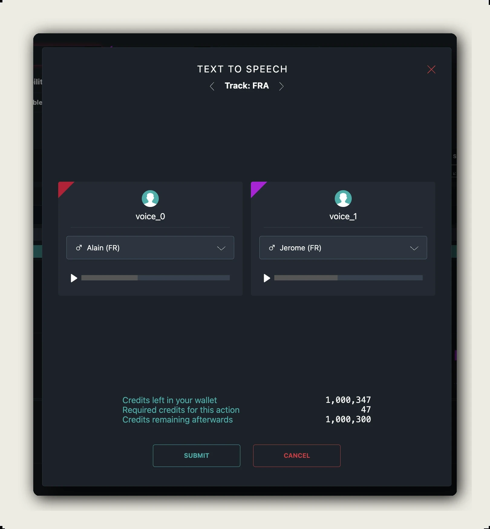 Voice selection in dubbr while adding a second audio track, for a YouTube alternative