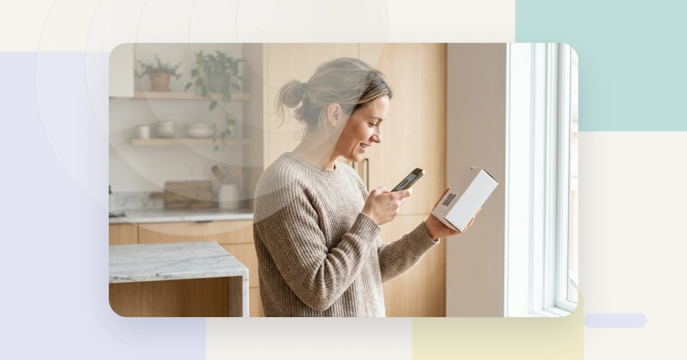QR code medicine packaging: a patient scanning a medicine box QR code with a smartphone at home