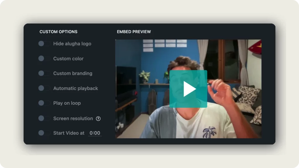 Custom player options with embed preview to customize your multilingual video player