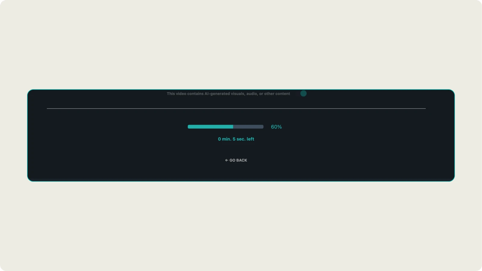 Upload progress bar showing percentage while creating your first alugha video project