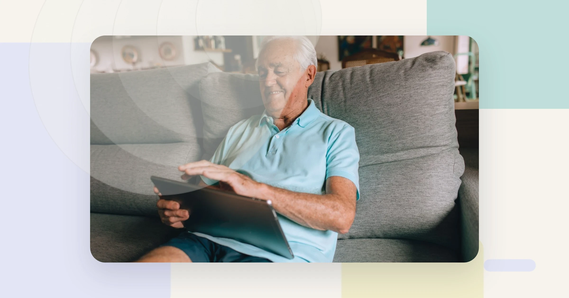 Accessible patient videos under the EAA and WCAG: an older adult watching a captioned video on a tablet at home