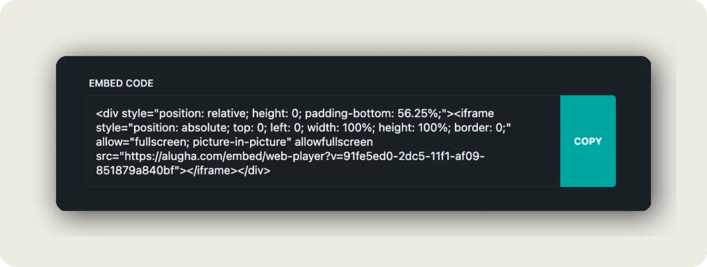 Embed code with COPY button ready to paste for your multilingual video