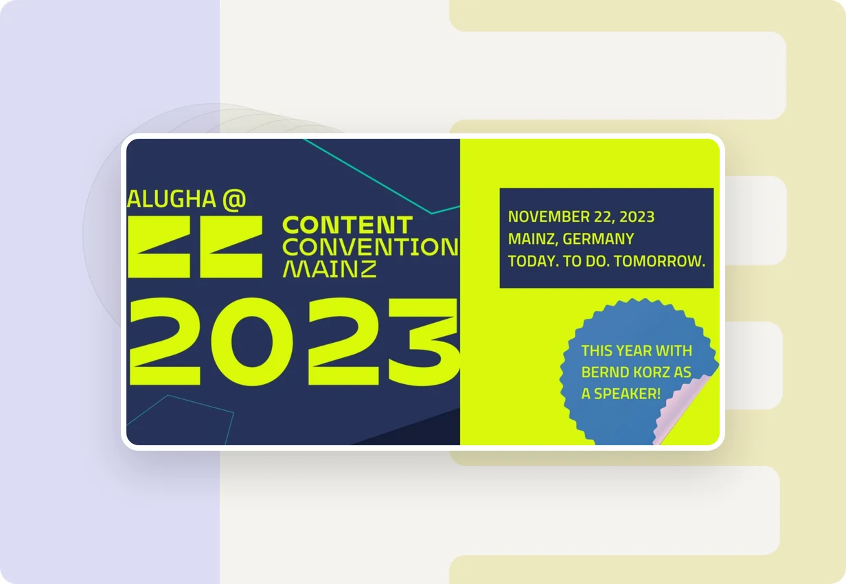 alugha at content convention 2023: Content Convention Mainz media conference, multilingual and accessible video