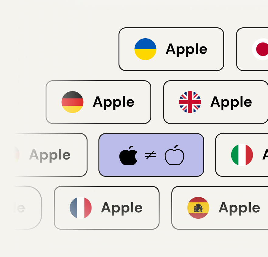 Different meanings of 'Apple' in various languages.