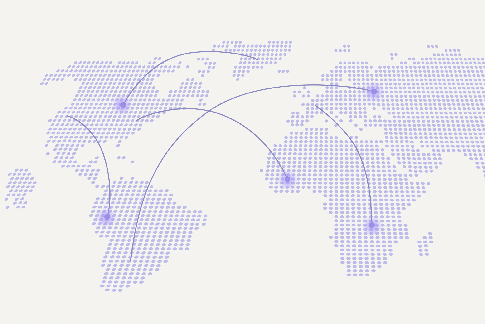 Dotted world map with connecting lines